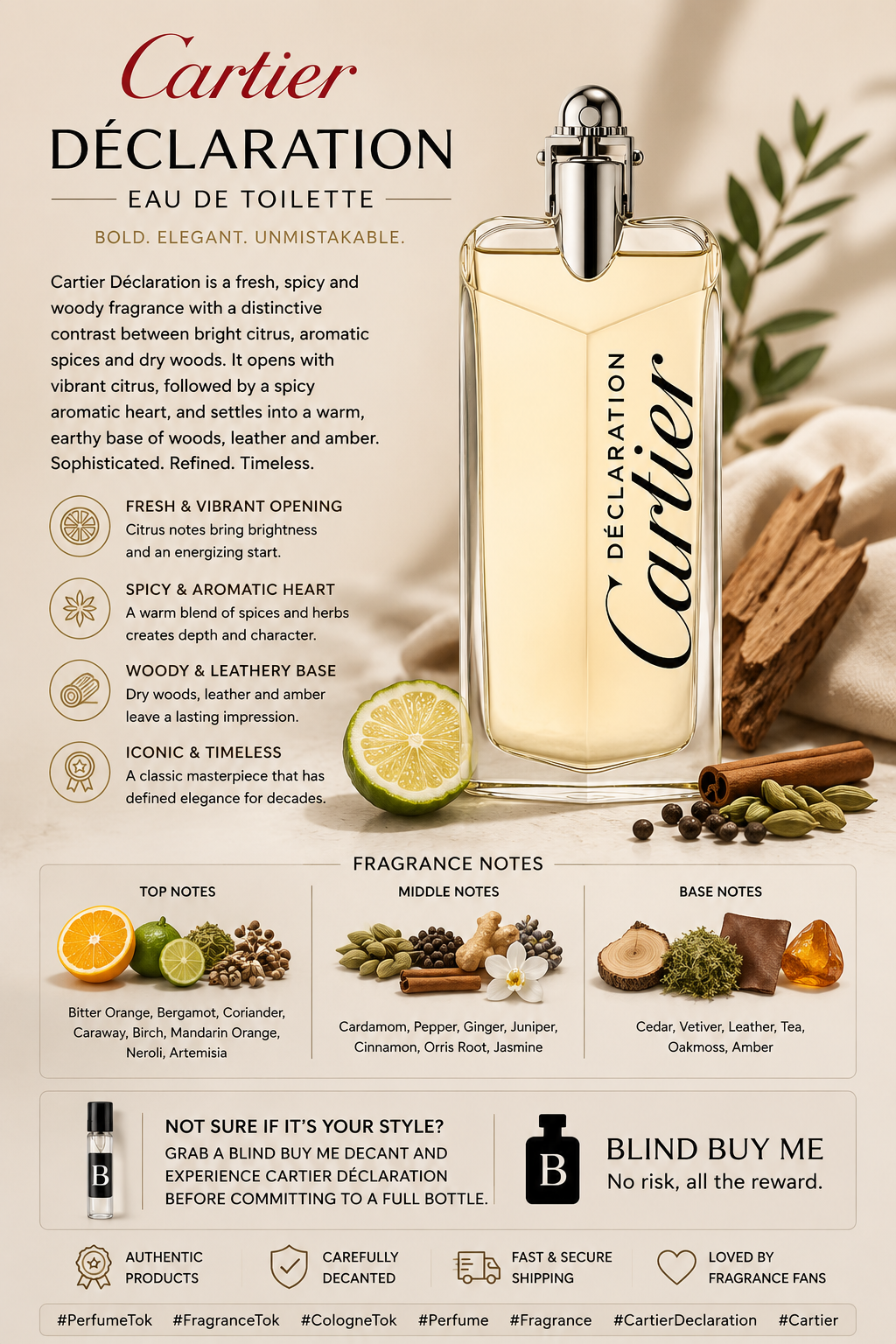 Cartier Declaration EDT perfume decant sample bottle