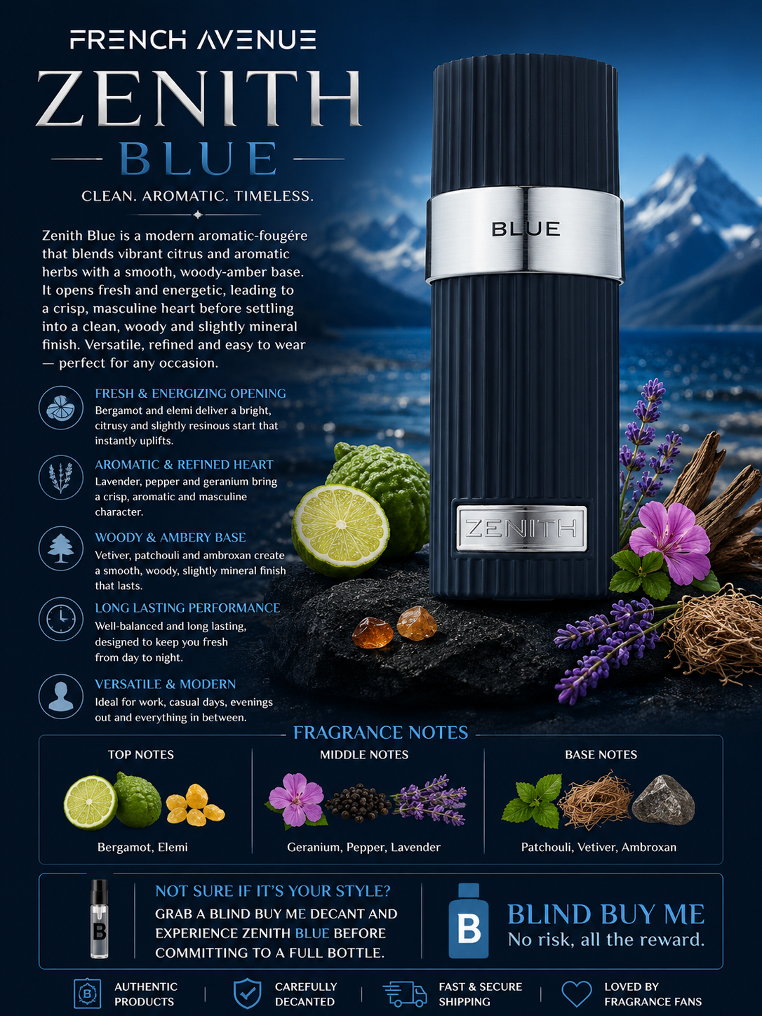 French Avenue Zenith Blue perfume decant sample bottle