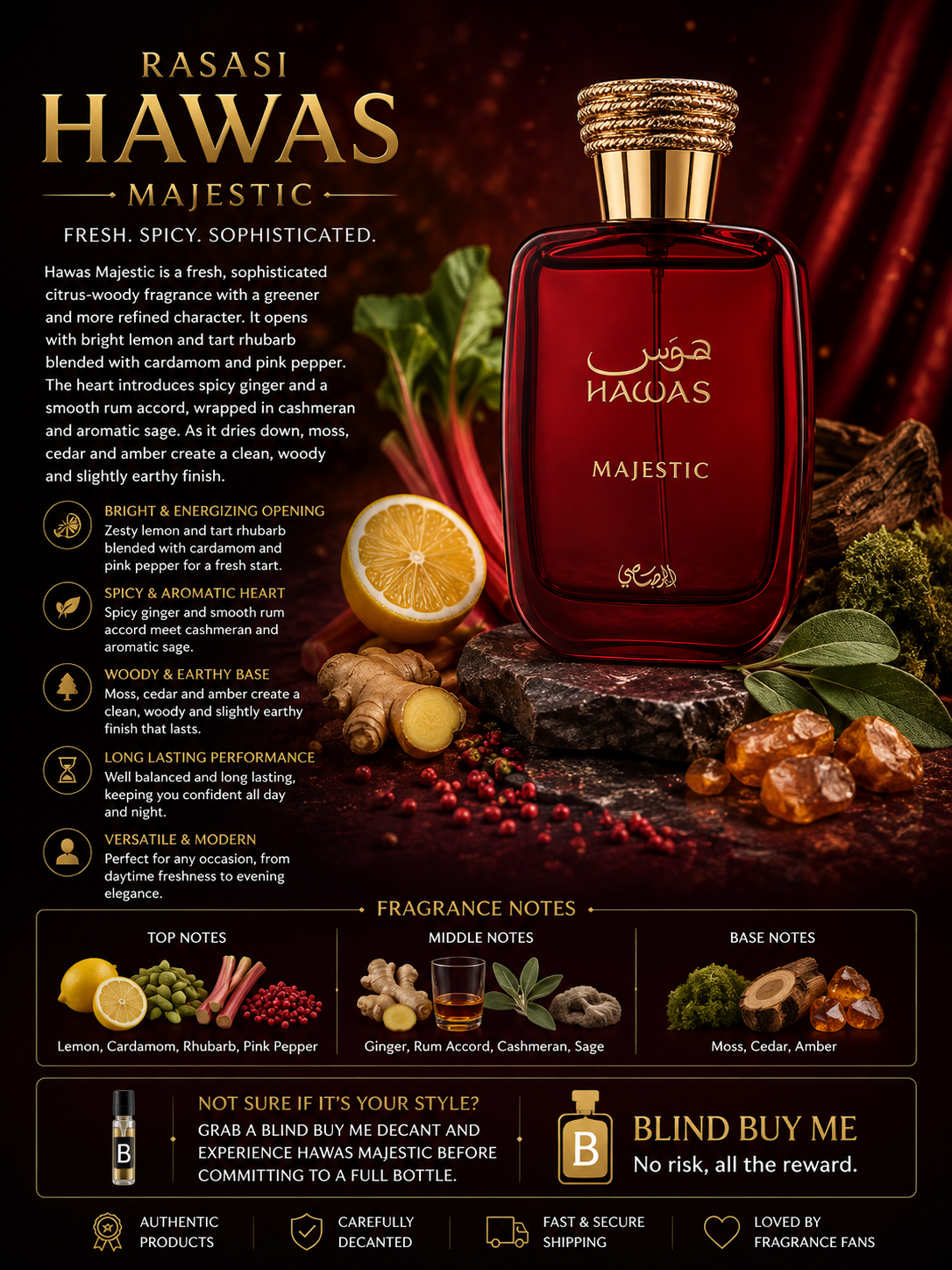 Rasasi Hawas Majestic perfume decant sample bottle