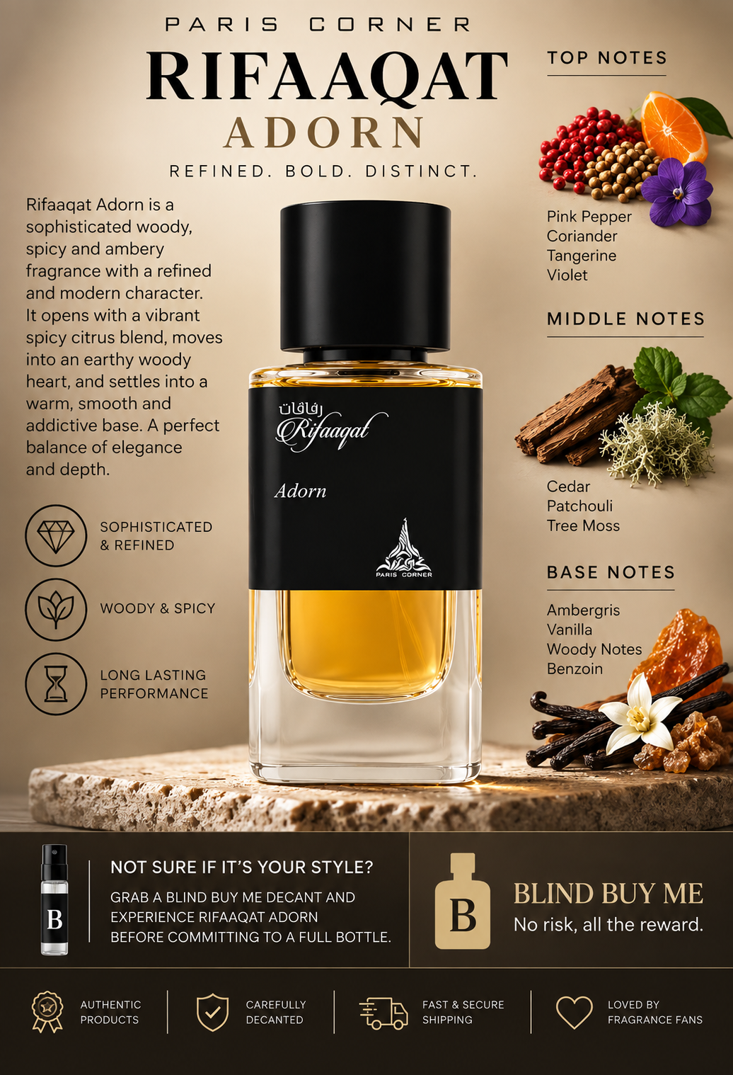 Paris Corner Rifaqaat Adorn perfume decant sample bottle